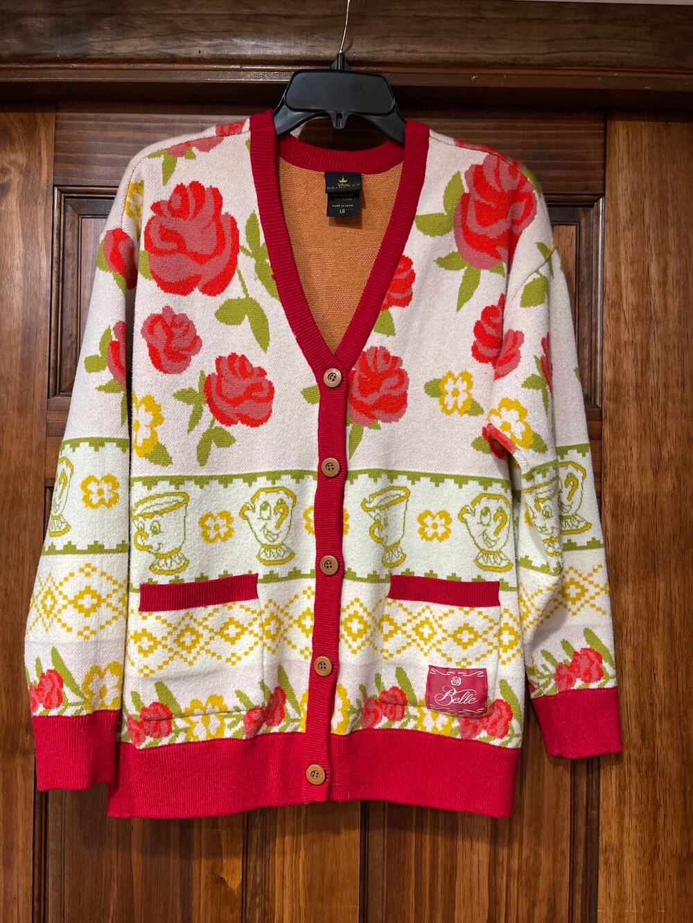 Disney beauty and the beast princess Belle cardigan sweater, Large